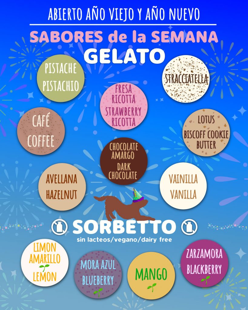 Sabores, sabores de la semana, gelato, sorbetto, flavors of the week